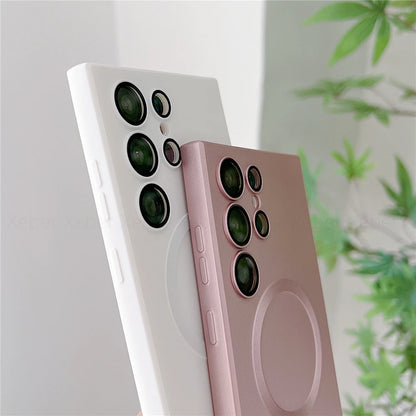 Lanyard Crossbody Necklace Magnetic Charge Case For Samsung S25 S24 S23 Ultra S22 S21 Plus S20FE Note 20 Matte Cover For Magsafe