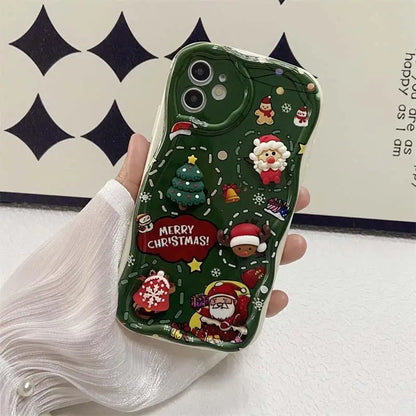 3D Santa Claus Elk Christmas Tree Case For Samsung Galaxy S25 Ultra S24 S23 S22 Plus s24fe A56 A36 A26 A07 A17 A55 A35 Cover