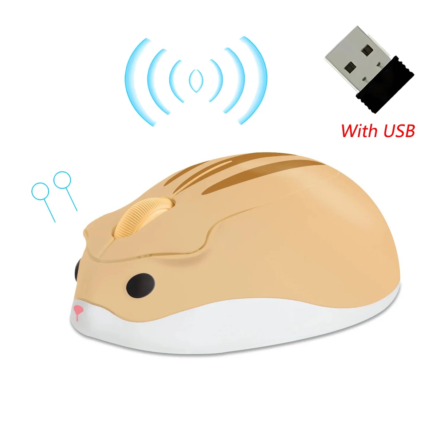 Cute Cartoon Hamster Shape Creative Mouse Bluetooth/2.4G Mini Wireless Mute Ergonomic Optical Mice PC Laptop Desktop Universal