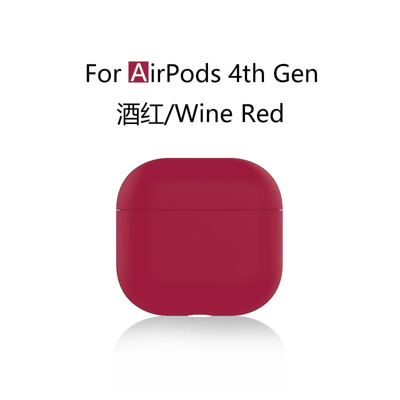 for 2024 AirPods 4 earbuds Solid color Earphone Protector cases with keychain liquid silicone soft for New AirPods 4 ANC Cases