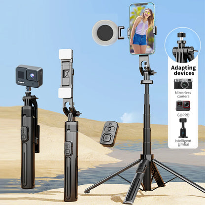 FANGTUOSI 2025 new Tripods For Mobile Phone Camera Holder Clip Smartphone Monopod With big light and microphone Stand For Phone