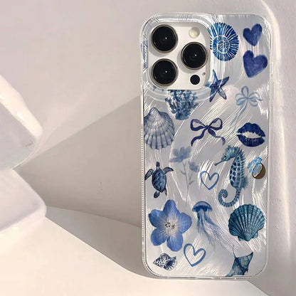 Cute Pink Starfish Jellyfish Crab Pattern Case For Samsung Galaxy A16 A26 A56 5G A55 A54 A34 A15 A35 S21FE S25 S22 S23 S24 Ultra