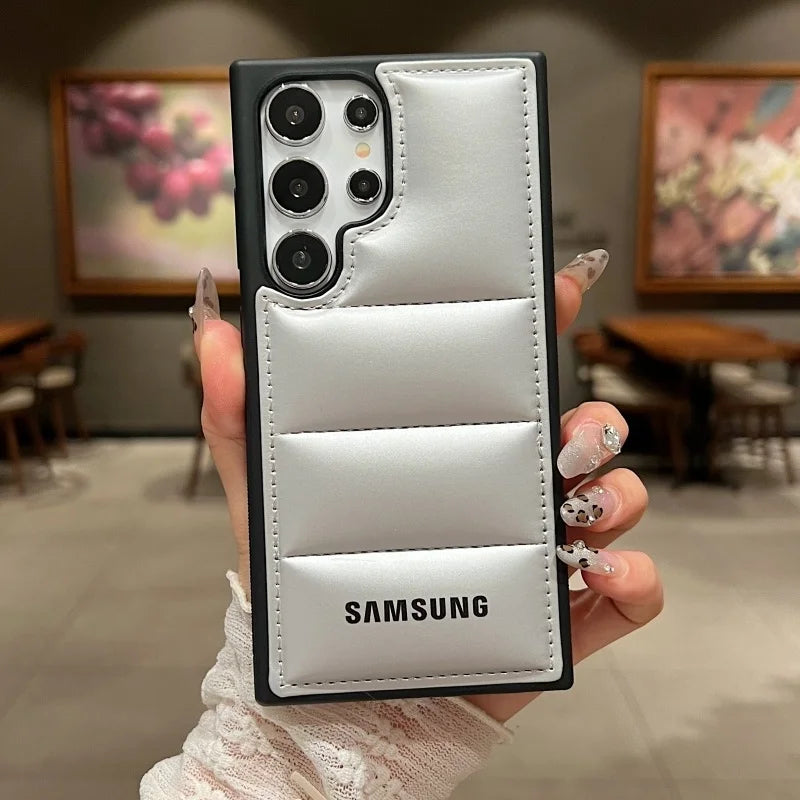Luxury Down Jackets Air-Bags Silicone Phone Case Samsung Galaxy S25 S24 Ultra S23 S22 Ultra S25 Plus Shockproof Soft TPU  Cover