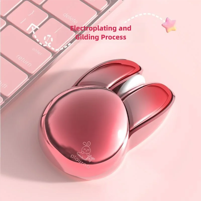 Cute Rabbit Ear Shape Dual-Mode Mouse 2.4G+Bluetooth Lightweight Mute Ergonomic Plating Portable Mice For PC Laptop Office Home