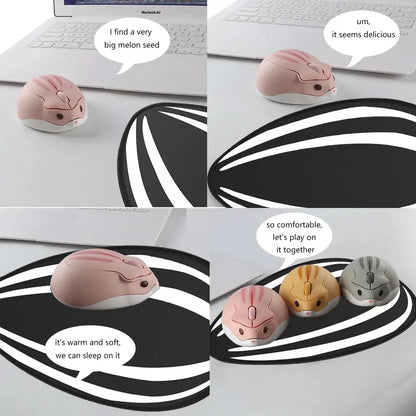 Cute Cartoon Hamster Shape Creative Mouse Bluetooth/2.4G Mini Wireless Mute Ergonomic Optical Mice PC Laptop Desktop Universal