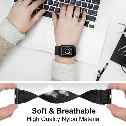 Nylon Loop Strap For Apple Watch 49mm 45mm 41mm 44mm 42mm 46mm Adjustable Elastic Belt iWatch Ultra 3/2 11 10 9 8 7 6 5 SE3 Band