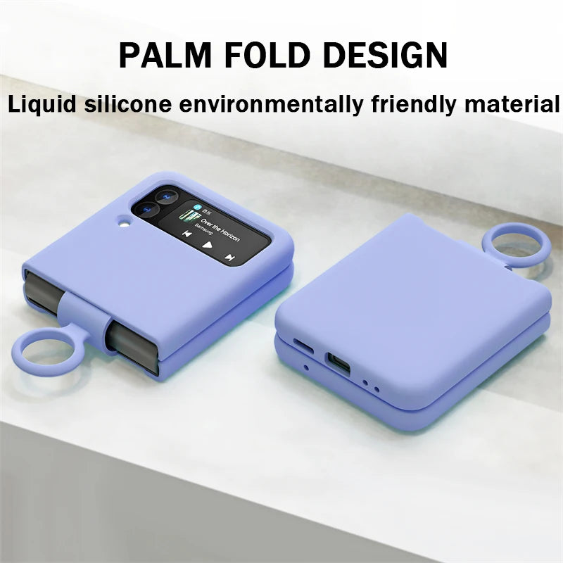 Liquid Silicone Ring Holder Case for Samsung Galaxy Z Flip 3 4 5G Flip4 Flip3 Flip2 Flip1 Foldable Full Protection Fashion Cover