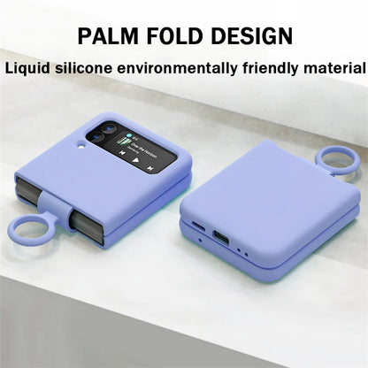 Liquid Silicone Ring Holder Case for Samsung Galaxy Z Flip 3 4 5G Flip4 Flip3 Flip2 Flip1 Foldable Full Protection Fashion Cover