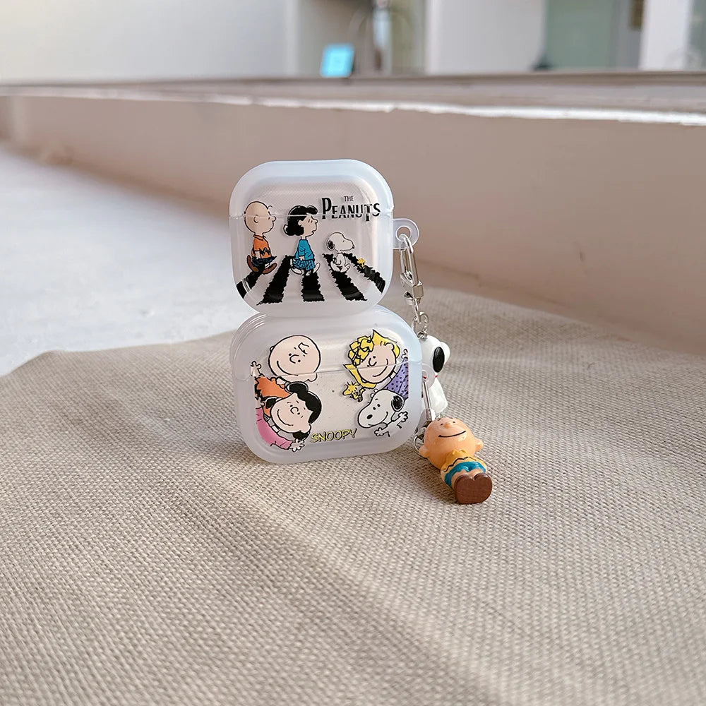 Cute Cartoon Snoopy Charlie Brown Earphone Case For Airpods 4 1 2 3 Pro 2  Wireless Bluetooth Headset Protective TPU Cover