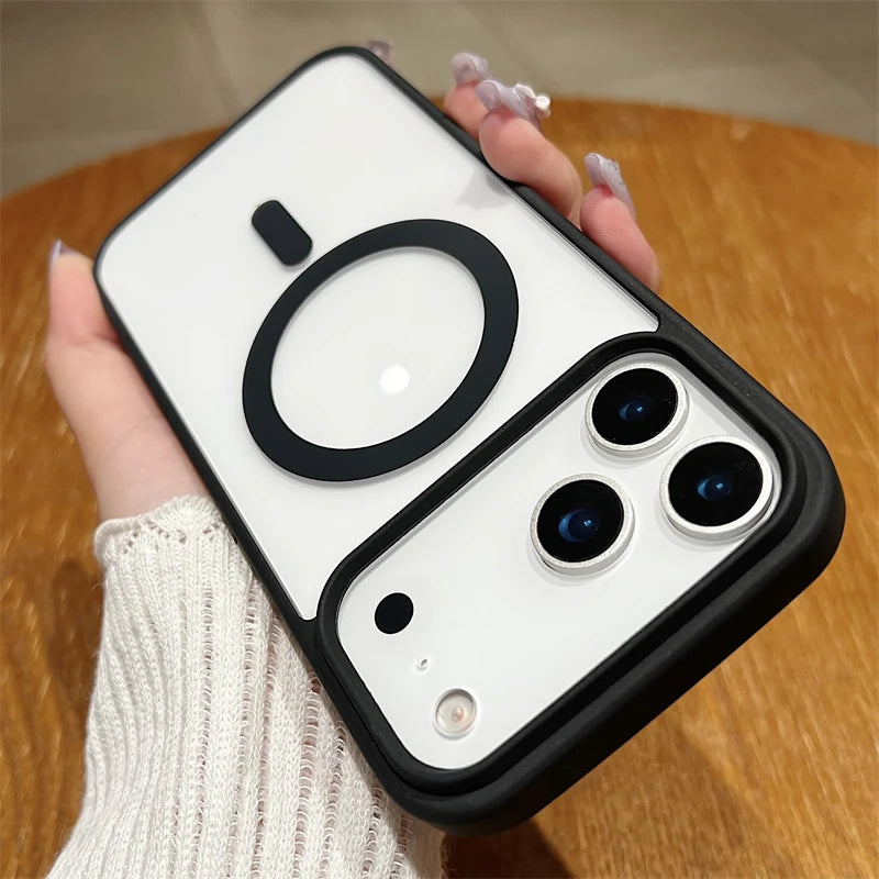 Luxury For Magsafe Magnetic Wireless Charge Case For iPhone 17Air 11 12 13 14 15 16 17 Pro Max Plus Transparent Hard Back Cover