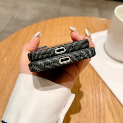 Luxury Carbon Fiber Kevlar Pattern For Magsafe Magnetic Case For iPhone 17 Air 16 15 14 Plus 13 12 11 Pro Max Shockproof Cover