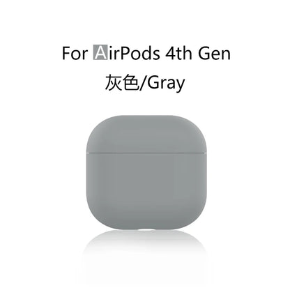 for 2024 AirPods 4 earbuds Solid color Earphone Protector cases with keychain liquid silicone soft for New AirPods 4 ANC Cases
