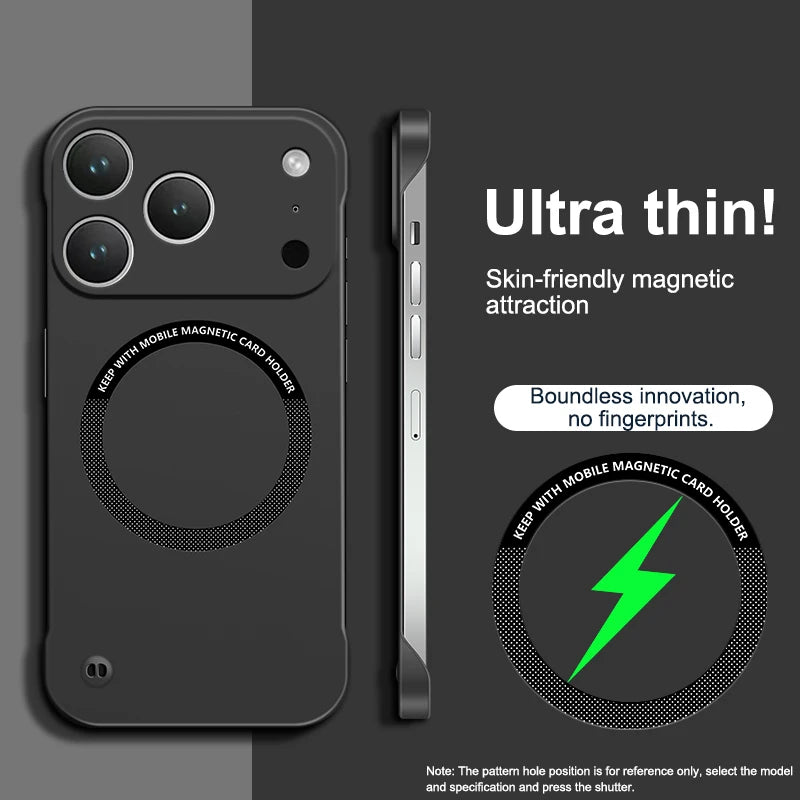 Frameless Magnetic For Magsafe Slim Case For iPhone 17 Pro Max Air iPhone17Pro Max 5G Wireless Charging Hard Back Cover