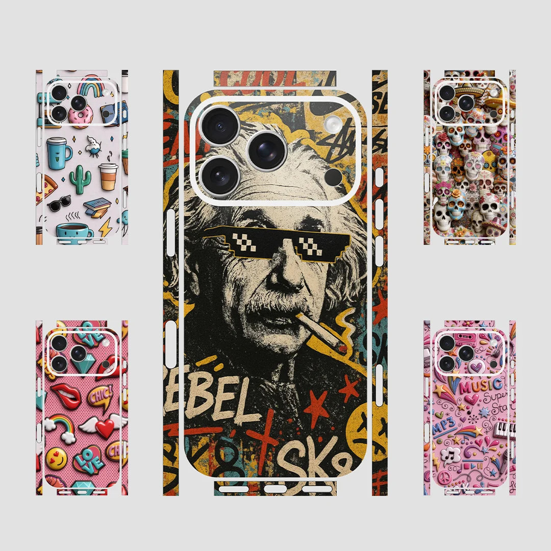 Skin Sticker Wrap for iPhone 13/14/15/16/17 Pro Max Decal Protective Film for Back, Frame, Camera(Not Phone Case)