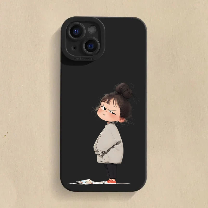 Cute Angry Little Girl Printed Case For Samsung Galaxy S25 S24 S23 S22 S21 Ultra Plus FE A16 A06 A26 A54 A32 A33 A56 Soft Cover