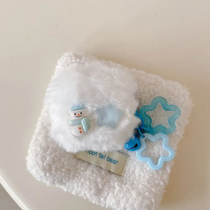 Snowman Christmas Plush Shell For AirPods Pro 3 Case Bluetooth Earphone Shell For AirPods 4 3 1 2 Pro2 Pro Cover With Star Bells