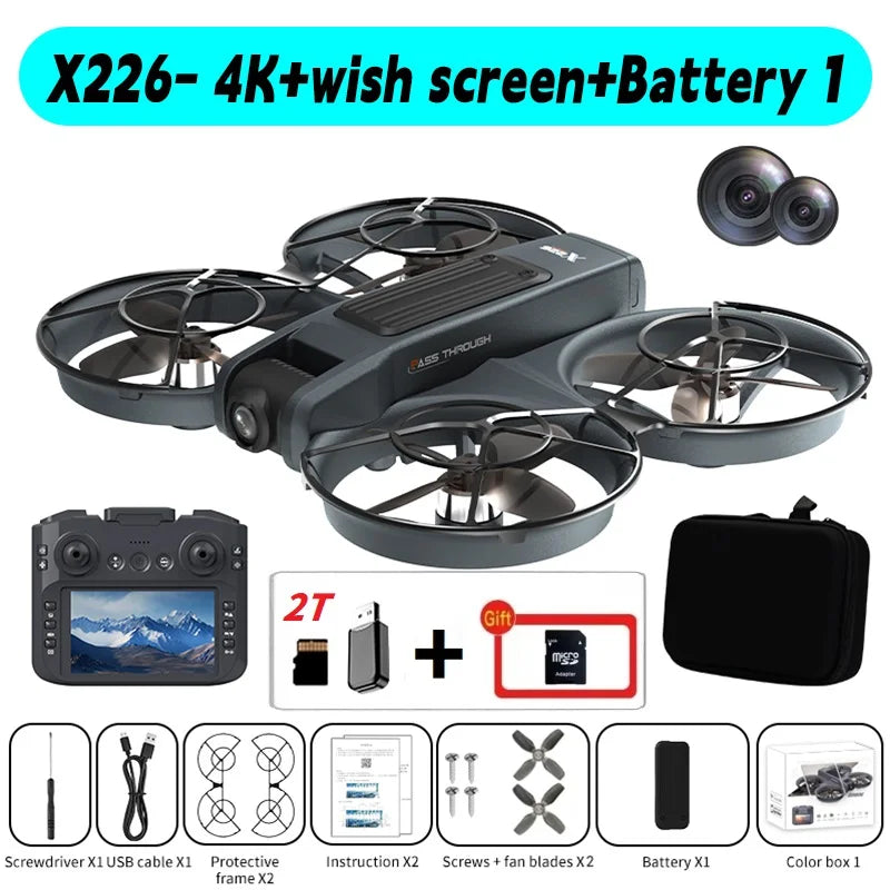 X226 Drone Professional 4K HD Dual Camera LCD VR Remote Control WIFI FPV UAV RC Quadcopter Aerial Photography Airplane Toy Gifts