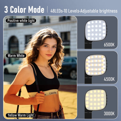 Magnetic Selfie Light with 1000mAh Battery For IPhone 18 17 16 15 14 13 12 , 48 LEDs, 10 Brightness Levels, 3 Color Temperatures