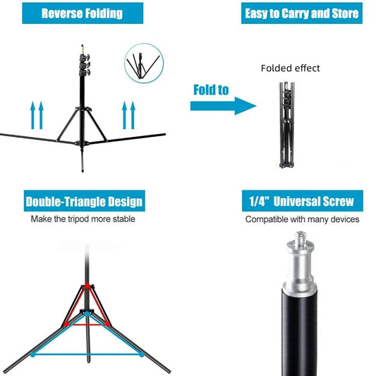 RP01-C Heavy Duty Metal Alloy Light Stand 160cm Tripod for Photo Studio Softbox Video Flash Reflector Lighting Background Stand