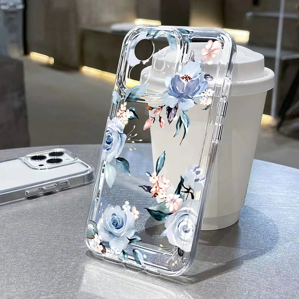 Cute Flower Clear Case For Samsung Galaxy A56 A36 5G Case S25 Ultra S24 FE S23 S22 S21 A55 A16 A35 A26 A06 Shockproof Back Cover