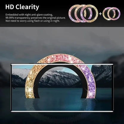 For Samsung Galaxy S24 Ultra HD Glitter Diamond Metal Ring Camera Glass Lens Protector For Samsung S25 Ultra S24 Plus Lens Film