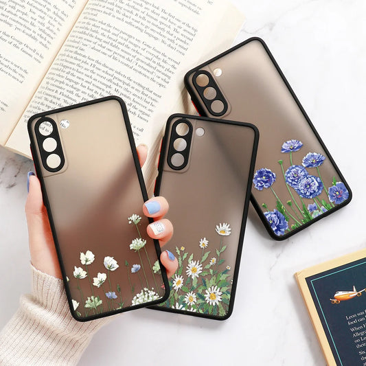 For Samsung S24 S22 Ultra Case Cover Samsung Galaxy S23 Ultra S 22 S21 S20 FE S10 Note 20 10 Plus S8 Lavender Flowers Clear Case