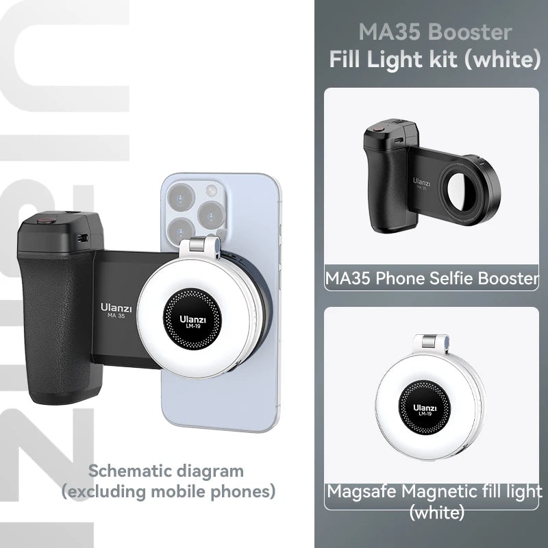 Ulanzi LM19 Mobile Phone Selfie Light Bi-color Pocket LED Magnetic Mini Ring Lamp Photography For iPhone 16 15 Apple 14 13 Pro