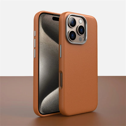Luxury Business PU Leather Magnetic Case For iPhone 16 Plus 15 14 Pro Max Light Thin Magsafe Wireless Charge Shockproof Cover