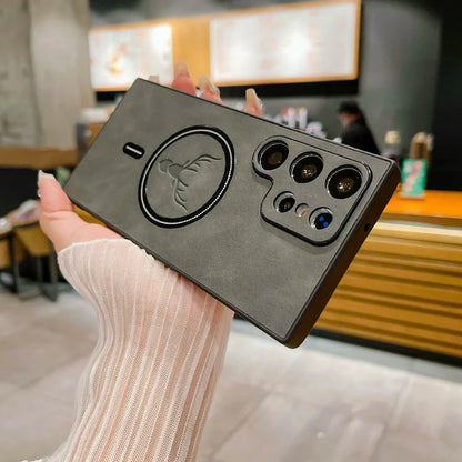 Luxury Leather For Magsafe Magnetic Wireless Charging Phone Case For Samsung S24 Ultra S23 S22 S21 S25 Note 20 Ultra Plus Cover