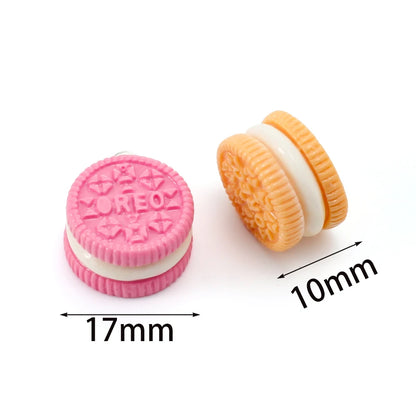 10pcs Macaron Biscuits Cookies Resin Charms Chocolates Snacks Food Pendants for Earrings Keychain Diy Jewelry Making Supplies