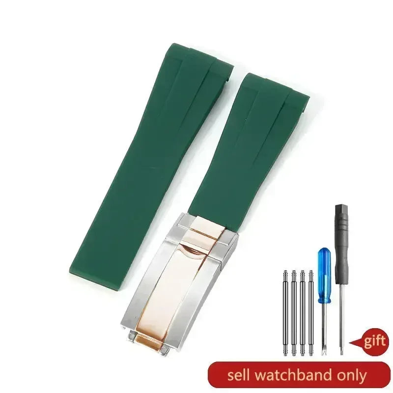 For Rolex Silicone Watch Accessories Original GMT Black Submariner Green Submariner Curved Interface Watch Strap 20 21mm