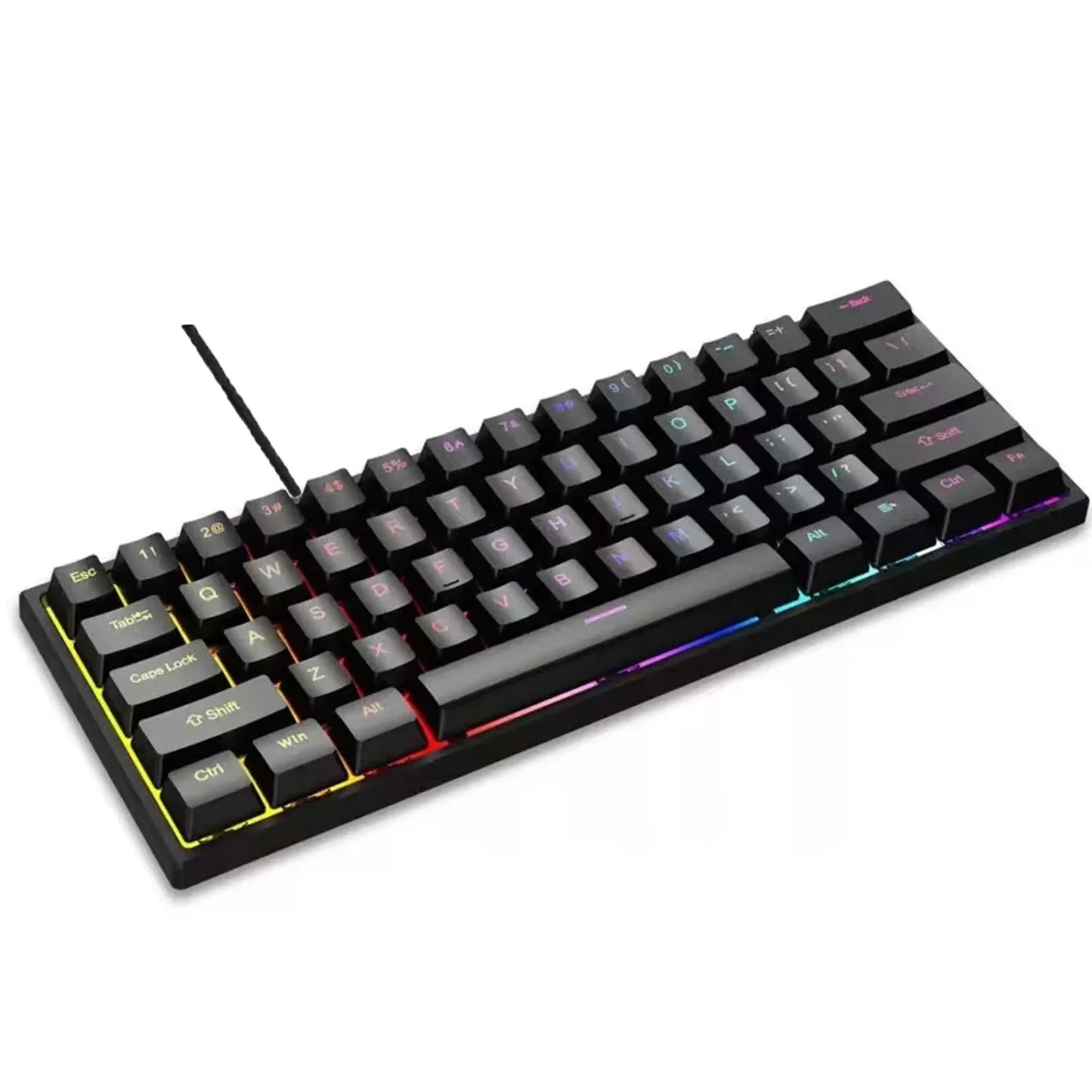 2026 New USB Gaming Mechanical Mini Keyboard Red Switch RGB Backlit 61 Keys Wired Feel for Game/Office