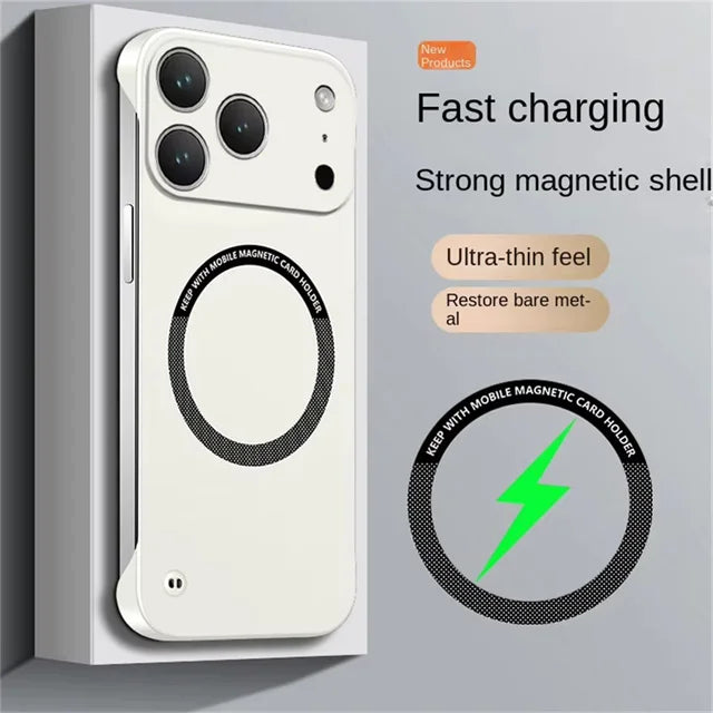 Ultra Thin Hard PC Magnetic Frameless Phone Case For Magsafe For iPhone 17 Air 16 15 14 13 Pro Max Plus Matte Color Solid Cover