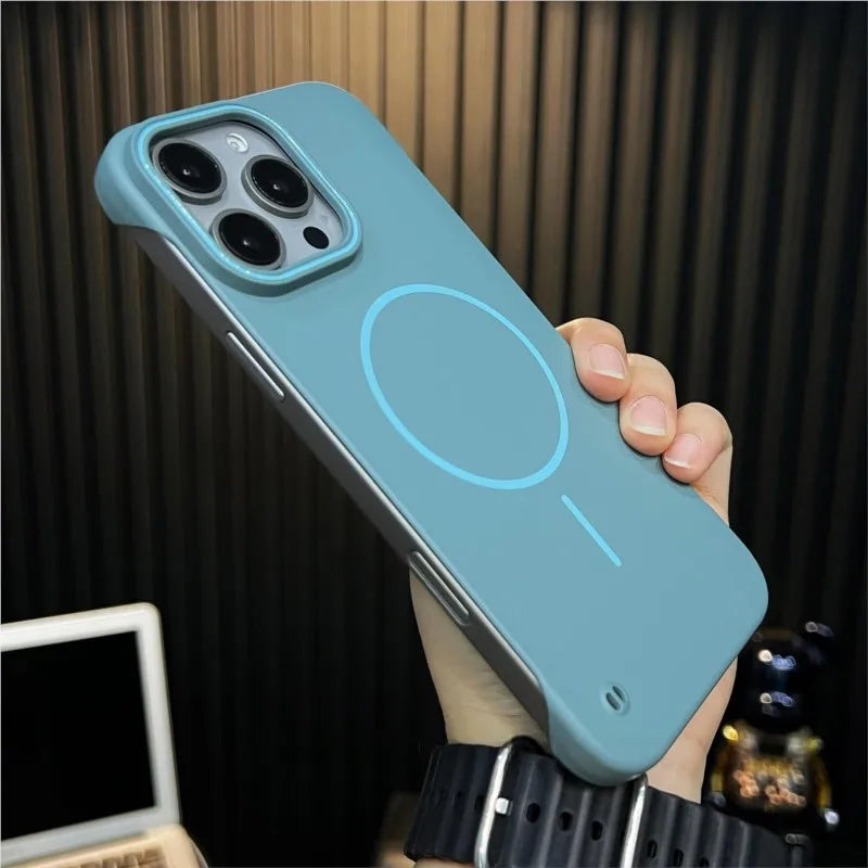 Ultra Slim Frameless For Magsafe Cover For iPhone 16 15 14 13 12 Plus Pro Max 16Pro 16Pro 15Pro Magnetic Shockproof Hard PC Case