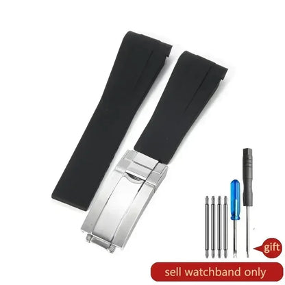 For Rolex Silicone Watch Accessories Original GMT Black Submariner Green Submariner Curved Interface Watch Strap 20 21mm