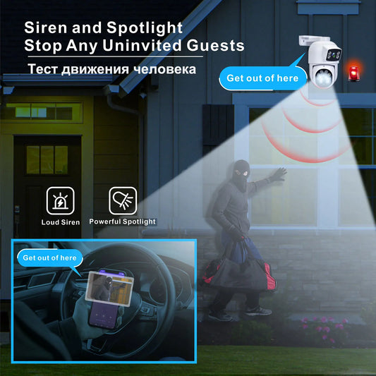 Outdoor Dual Lens 6MP PTZ POE IP Camera CCTV Security Dome Two-Way Audio Color Night Video Surveillance For Nvr System Xmeye