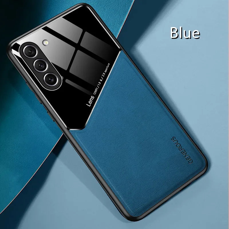 For Samsung Galaxy S25 S24 S23 Plus Cover TPU Leather Car Magnetic Holder Galaxy S22 S21 S20 Ultra FE S10 Plus Case Frame Coqu