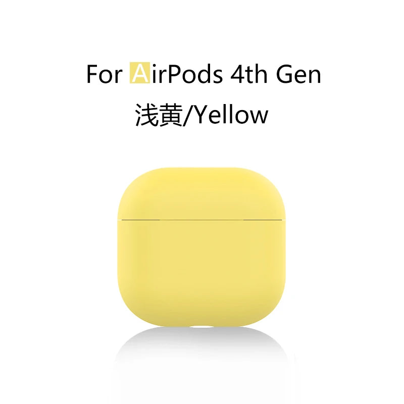 for 2024 AirPods 4 earbuds Solid color Earphone Protector cases with keychain liquid silicone soft for New AirPods 4 ANC Cases