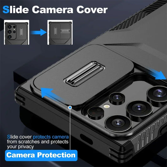 Case For Samsung Galaxy S25 S24 S23 Ultra Plus FE A55 A35 A56 A36 5G Military Grade Shockproof Protective Slide Camera Cover