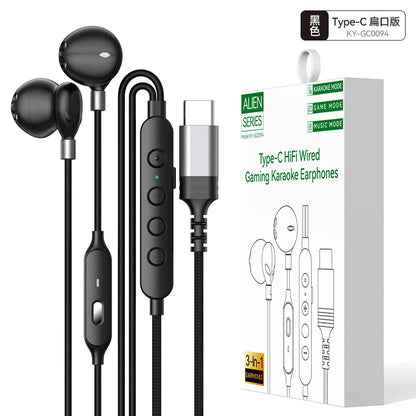 USB Type C Wired Headphones HiFi Stereoscopic Sound Headset For Samsung Galaxy iPhone 17 Xiaomi Huawei With Microphone Earphones