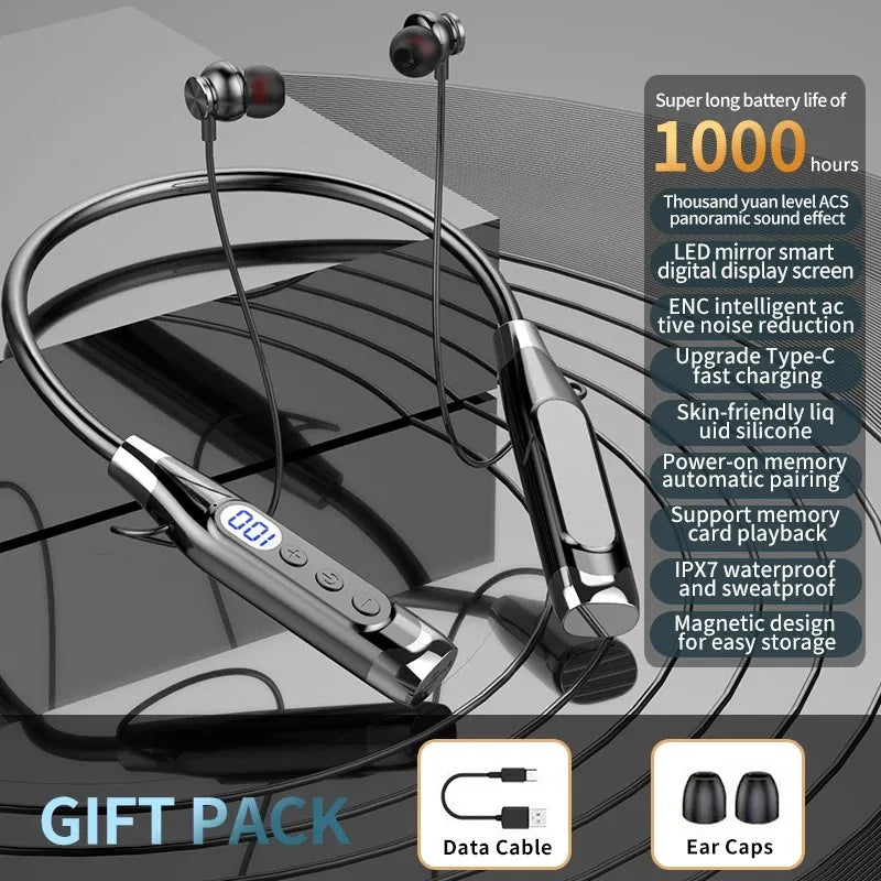 Wireless Headphones Neckband Bluetooth Earphone With Microphone  Long Battery Auriculares High Quality Headset Sport For TF Card