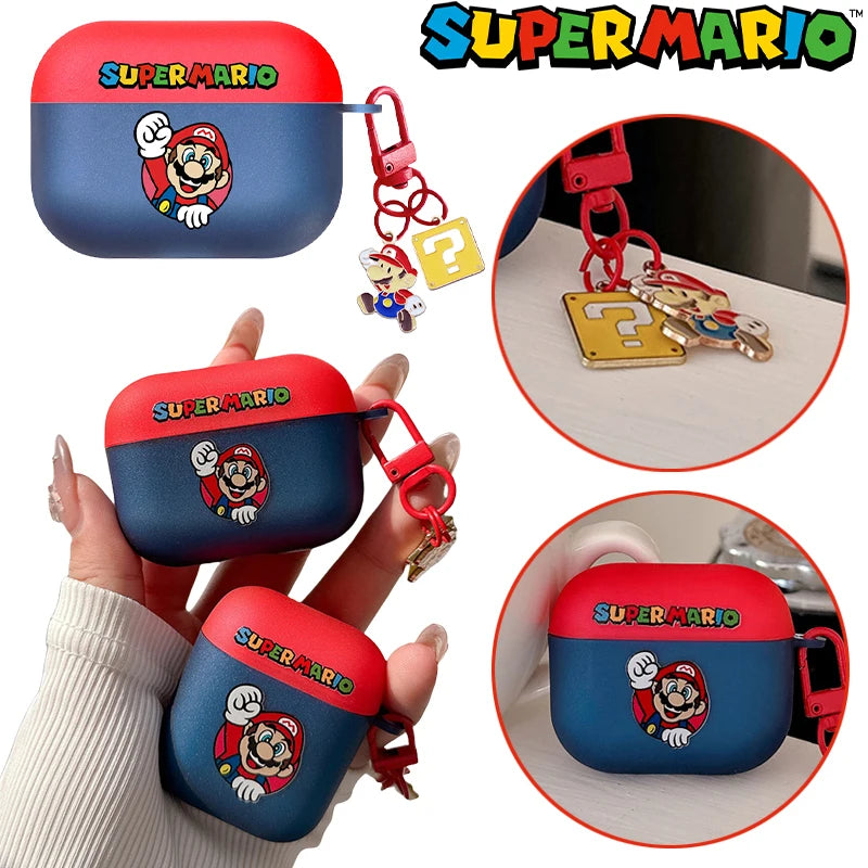 Super Mario Cartoon Earphone Case for Airpods 1 2 3 4 Pro Anime Soft Cover Protective Shell for Airpods Pro2 Headphone Cover