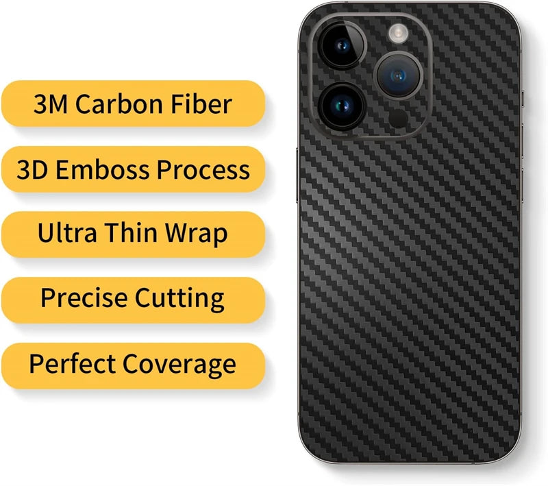 Tear Down Carbon Fiber Skin for IPhone 16 15 14 13 Pro Max Plus Back Screen Protector Cover 3M Wrap Change Color Sticker Film