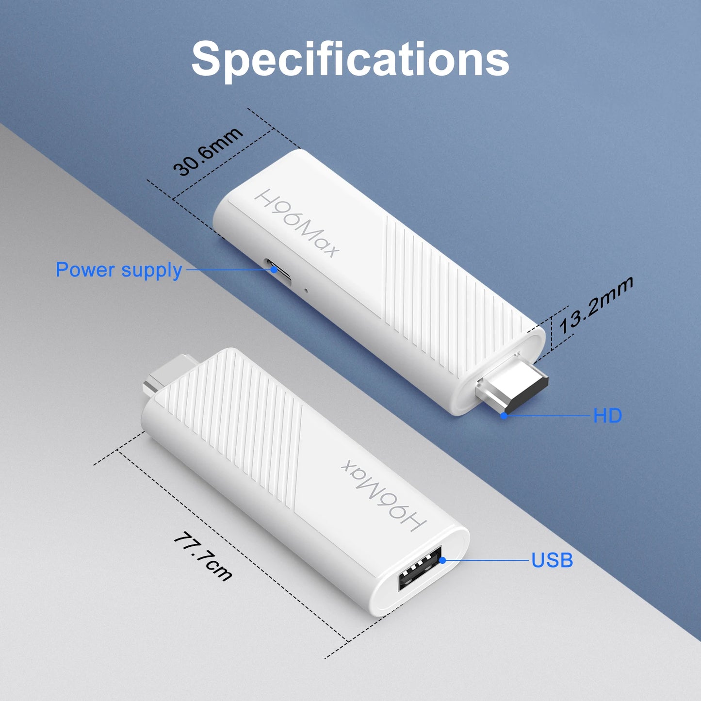 H96 MAX Android TV Stick Allwinner H313 with 2.4G Wifi 5G Wifi6 Dual Brand 8GB 16GB 4K 3D HDR Goole Voice Remote DC 5V 2A