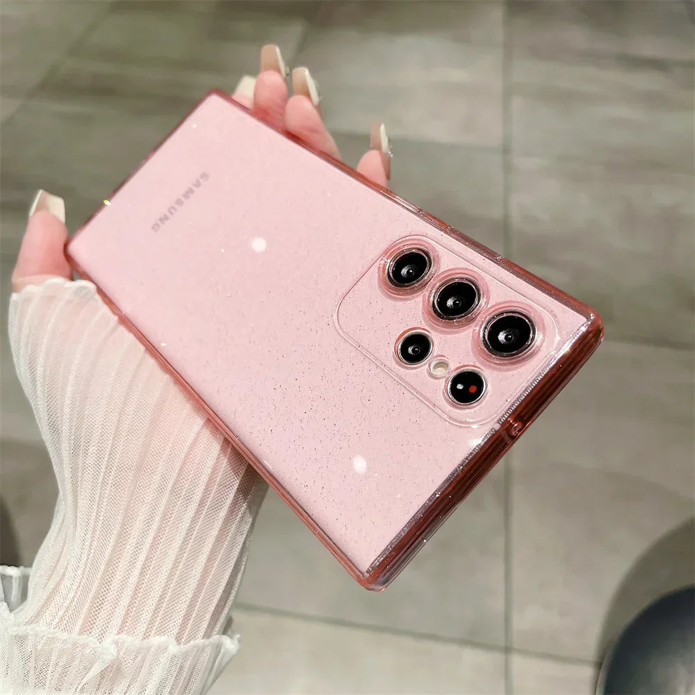Glitter Transparent Ultra Slim Case for Samsung Galaxy S24 S25 Ultra S23 S22 Plus S21 S20 FE A55 A54 A53 A52 A35 A34 TPU Cover