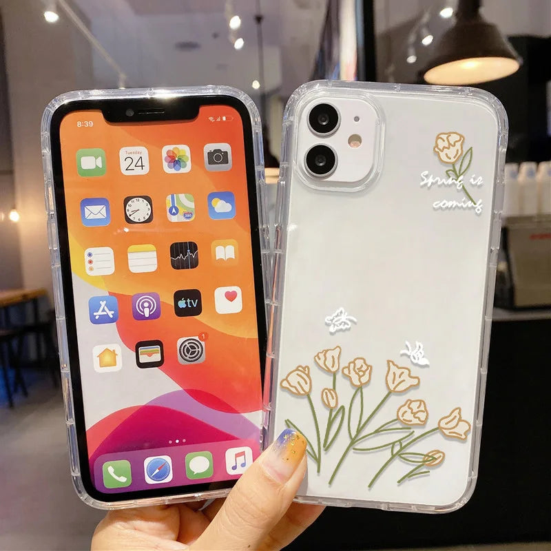 Floral Case For Samsung S23 Ultra S22 S21 S20 FE A54 5G A53 A52 A13 A12 A14 A51 A34 A33 A32 A23 A22 A71 A72 A73 TPU Funda Covers