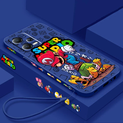 S-Super M-Marios B-Bros Liquid Left Rope For Xiaomi Redmi Note 13 12 12S 12R 11 11T 11S 10 10S Pro Plus 5G Back Phone Case