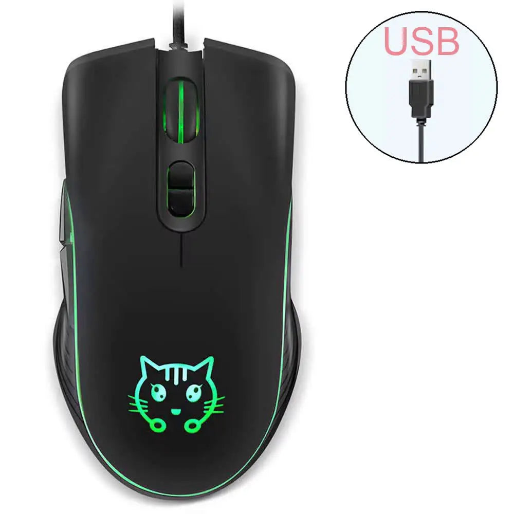 Wired USB Gaming Mouse Pink Computer Professional E-sports Mause 2400 DPI Colorful Backlit Silent Mice for Laptop Pc Mac