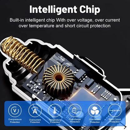 230W Car Charger Fast Charging USB Type-C PD QC3.0 with Retractable Cable Universal Phone Adapter for iPhone Samsung Xiaomi