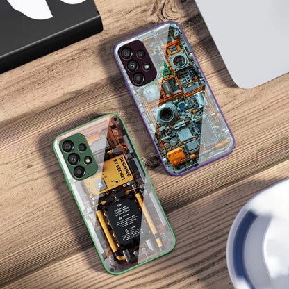 Mechanical device black For Samsung Galaxy S10 4G S20 11E 30 S21 22 S24 Fe Pro S23 S25 Ultra 5G S9 Tempered Glass Phone Case